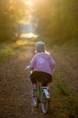 Dziewczynka na rowerze w jesiennym lesie © Piotr Szpakowski