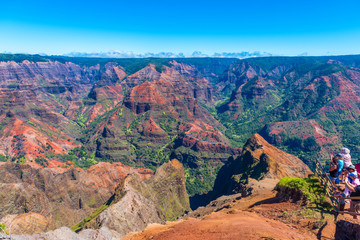 KAUAI, HAWAII - FEBRUARY 9, 2018: Amazing Waimea canyon. Copy space for text.