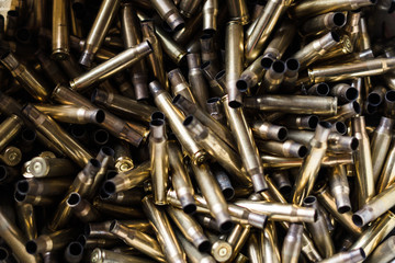 Close Up on the Pile of Bullet Shells 