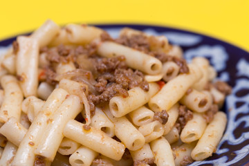 pasta nautically on wood table, rustic style