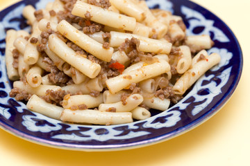 pasta nautically on wood table, rustic style