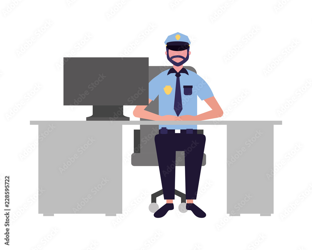 Sticker working office police man