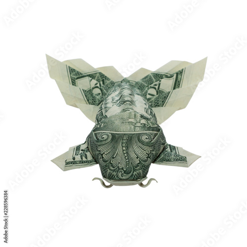 Money Origami Koi Fish With Fluffy Tail Folded With Real One Dollar - 