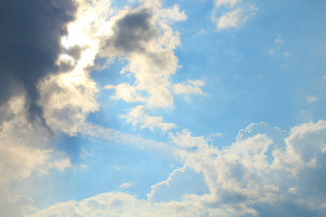 Beautiful lush clouds. Close-up. Background. Landscape.