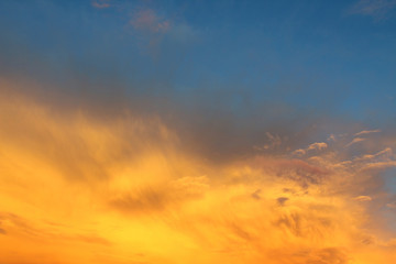 Beautiful red sunset and rain clouds. Background. Landscape.