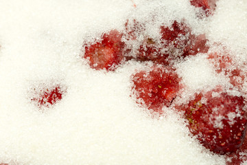 strawberry and sugar for jam preparation for winter