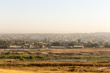 Fototapeta premium dirty city view from afar