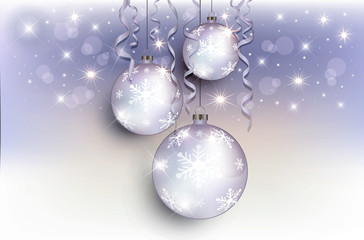 Christmas balls background blue yellow stars vector