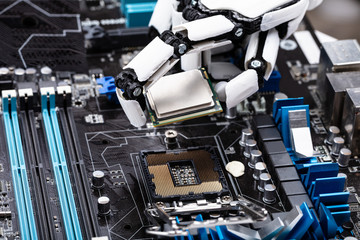 Robot Placing Processor Chip In Motherboard