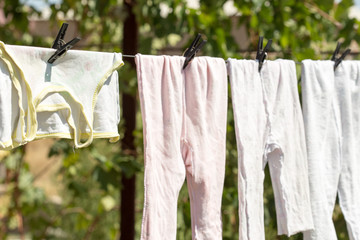 Children's underwear drying in the open air