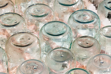 stylized glass jars under the sun