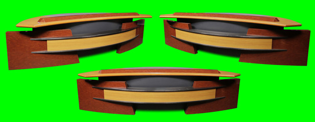 News Desk Isolated on Chroma Key Green Background