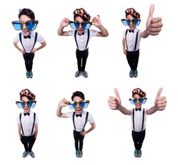Funny man isolated on the white