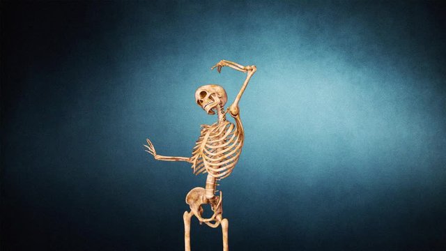 skeleton stand stretch grunge background