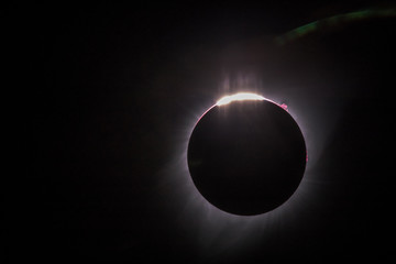 Total solar eclipse with visible Baily's beads, prominence, inner corona and chromosphere, 21 August 2017