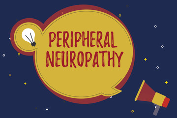 Word writing text Peripheral Neuropathy. Business concept for Condition wherein peripheral nervous system is damaged.