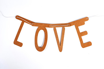 Love word construction with letter blocks.
