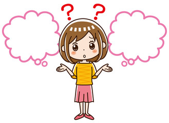女性　選択　吹き出し　悩む