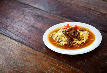 Papaya Salad, Thai street food, signature of Thai Food.