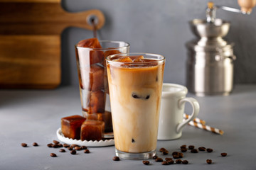 Iced coffee in tall glasses