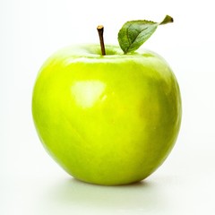 Green Apple With Leaf