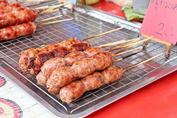 grilled sausages at street food