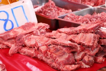 fresh pork meat in market
