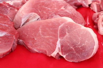 fresh pork meat in market