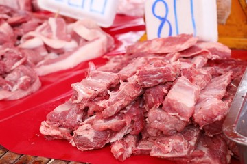 fresh pork meat in market