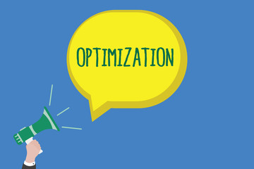 Writing note showing Optimization. Business photo showcasing Making the best or most effective use of a situation resource. © Zofia