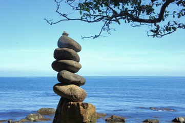 stack of stones on the beach