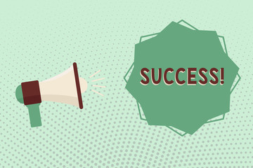 Writing note showing Success. Business photo showcasing accomplishment aim purpose good or bad outcome of undertaking.