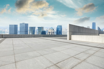 Fototapeta na wymiar Panoramic skyline and buildings with empty concrete square floor
