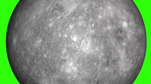 Zoom out from moon on isolated background. Natural satellite of the World: Moon, Luna, Lunar. Beautiful texture and moonlight in green screen. Moon is rotating.