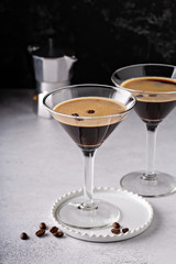 Espresso martini in two glasses