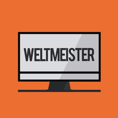 Word writing text Weltmeister. Business concept for Geranalysis term for world champion Winner Triumph in competition.