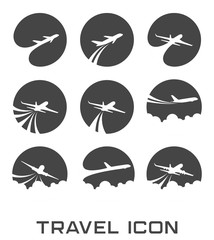Set of Flying airplane icon