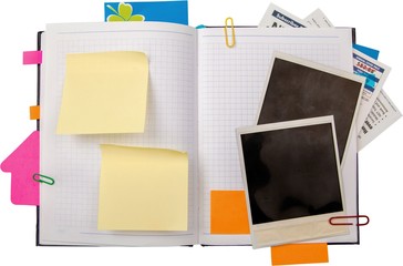 Organizer, Blank Post It Notes And Photos - Isolated