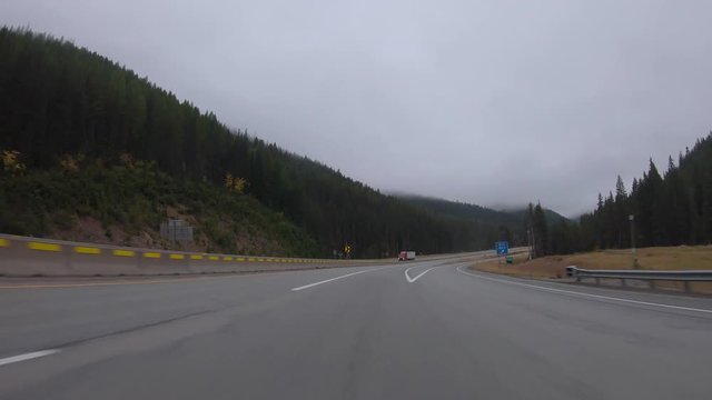 Early fall morning drive through the Bitterroot Mountains in Montana