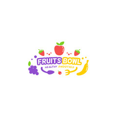 Smoothie juice fruits bowl logo type typography symbol illustration