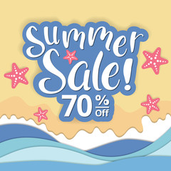 Summer sale 70% banner. Vector illustration