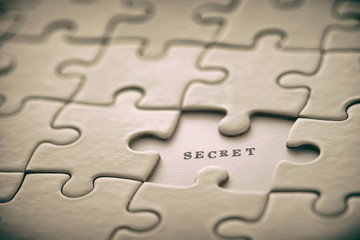 Word secret with jigsaw puzzle 