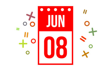 8 June Red Calendar Number