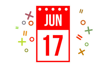 17 June Red Calendar Number