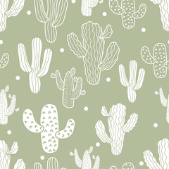 Cute cactus. Seamless pattern.