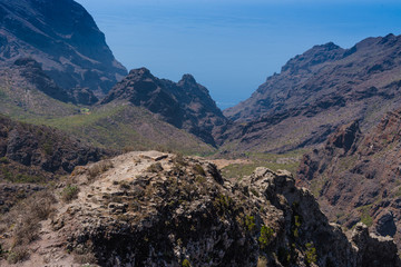 Stunning view of the gorge and the village of Masca.Tenerife. Canary Islands..Spain