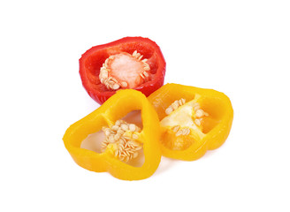 Sliced pepper isolated on white background