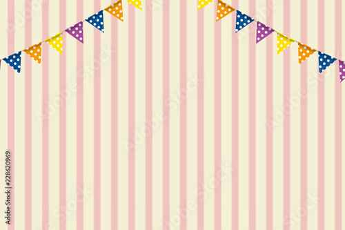 イラスト素材 ボーダー柄背景 カラフルな三角旗 パーティーフラッグ 横位置 ベクターデータ Party Flag Wall Mural Globeds