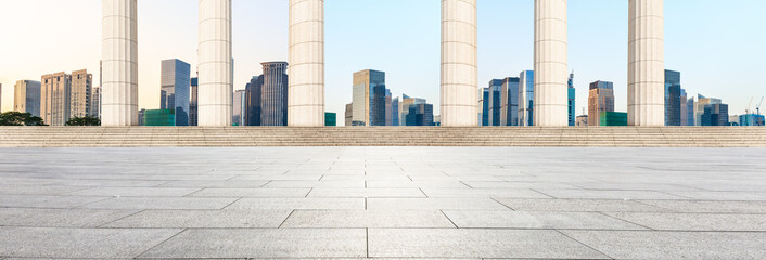 Fototapeta premium City square floor and modern commercial building scenery in Shenzhen