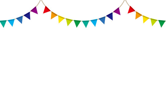 イラスト素材 ボーダー柄背景 カラフルな三角旗 パーティーフラッグ 横位置 ベクターデータ Party Flag Stock Vector Adobe Stock